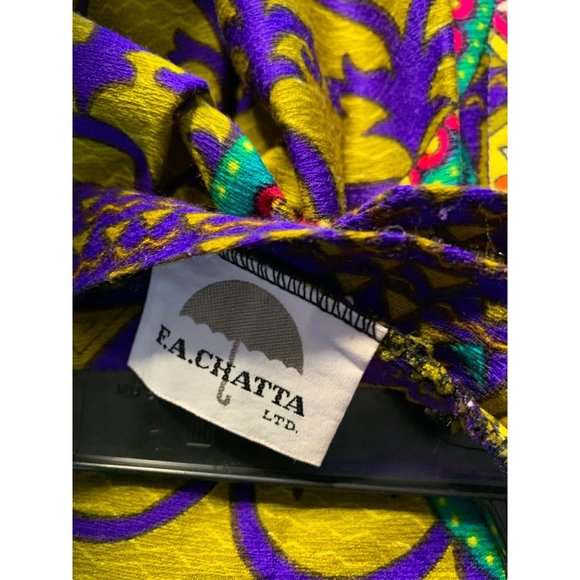 FA Chatta Womens Size 8 Maxi Print Skirt Colorful Back Zip Purple Orange Vintage - Picture 3 of 3